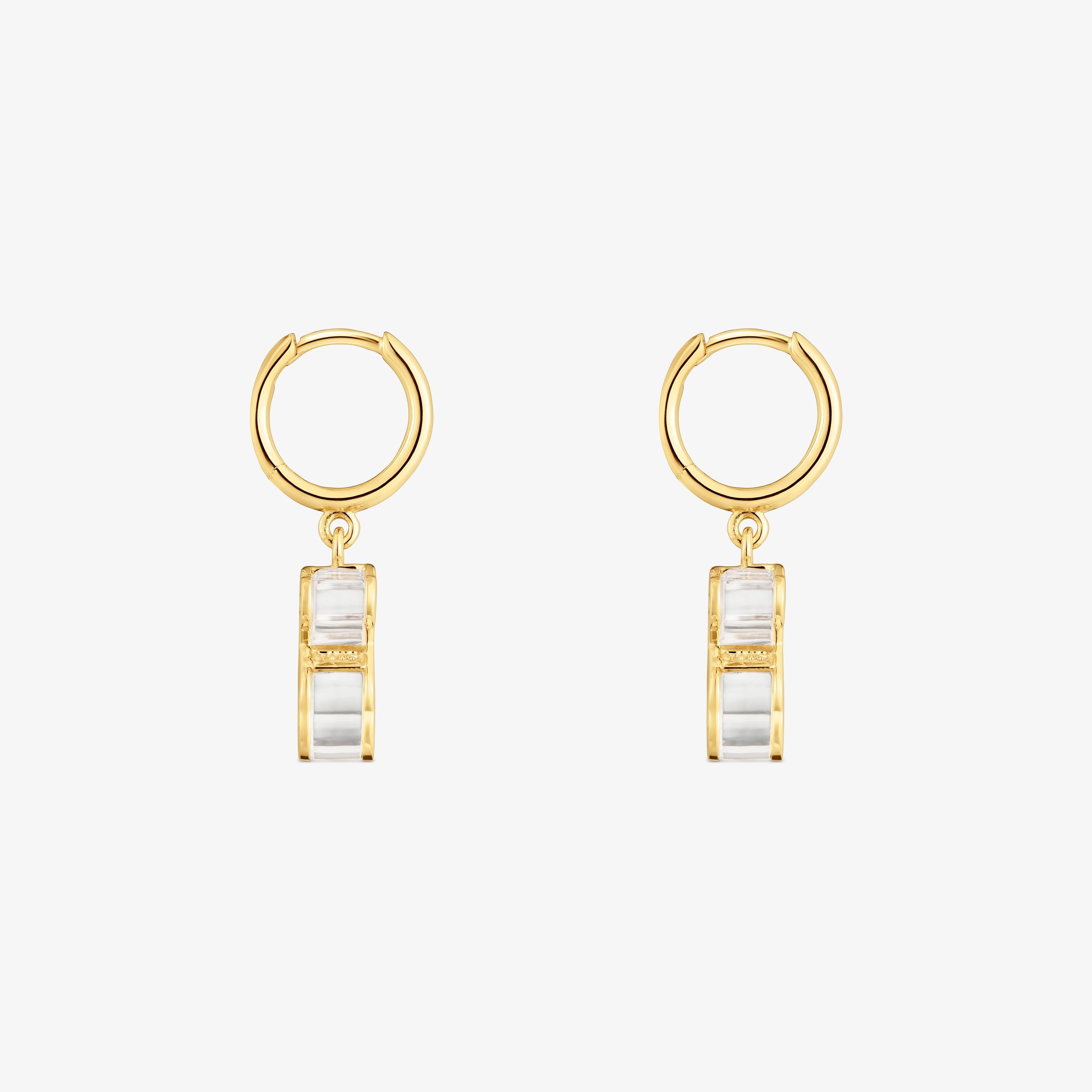 Hoop earrings with 18K gold vermeil and white acrylic glass Galaxy