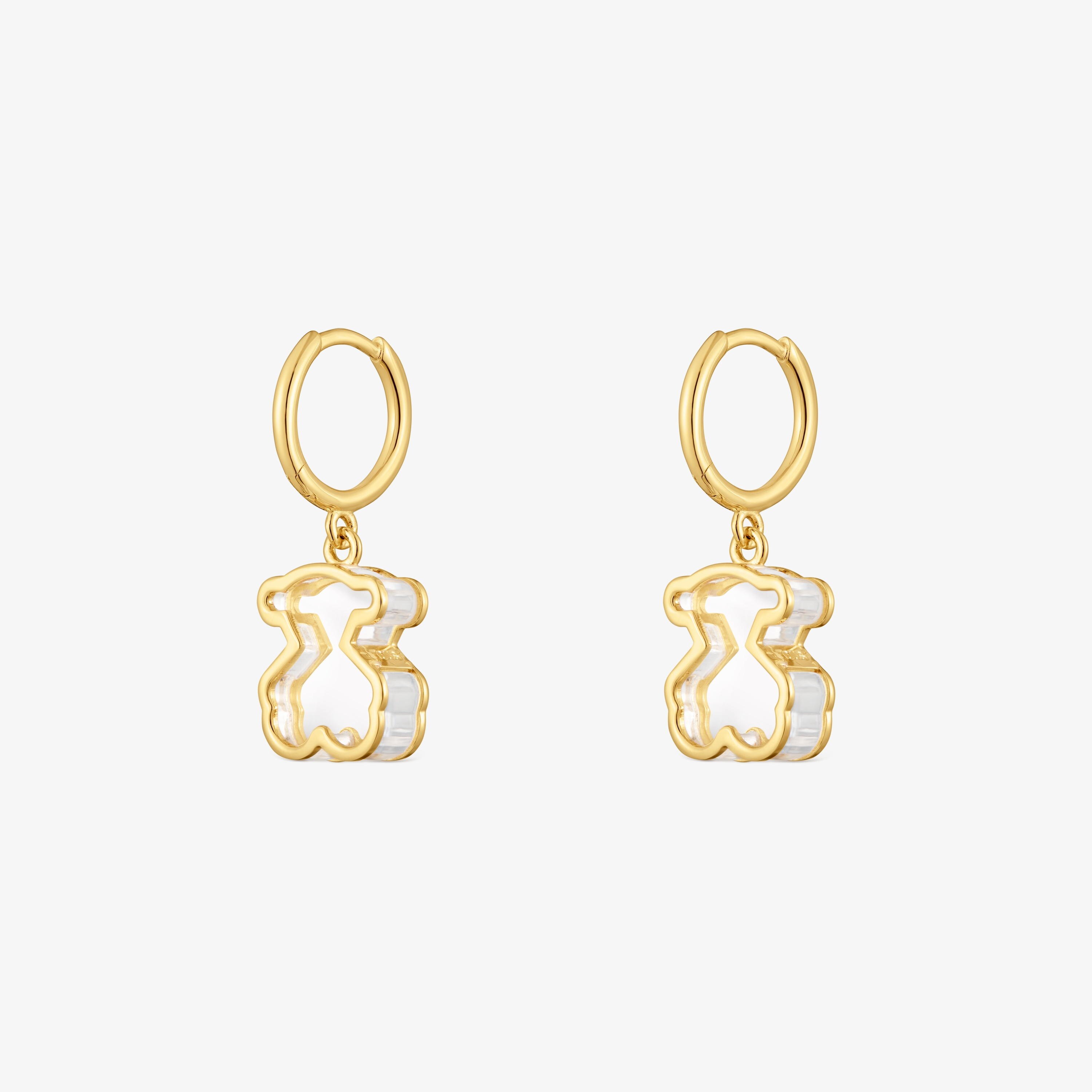 Hoop earrings with 18K gold vermeil and white acrylic glass Galaxy