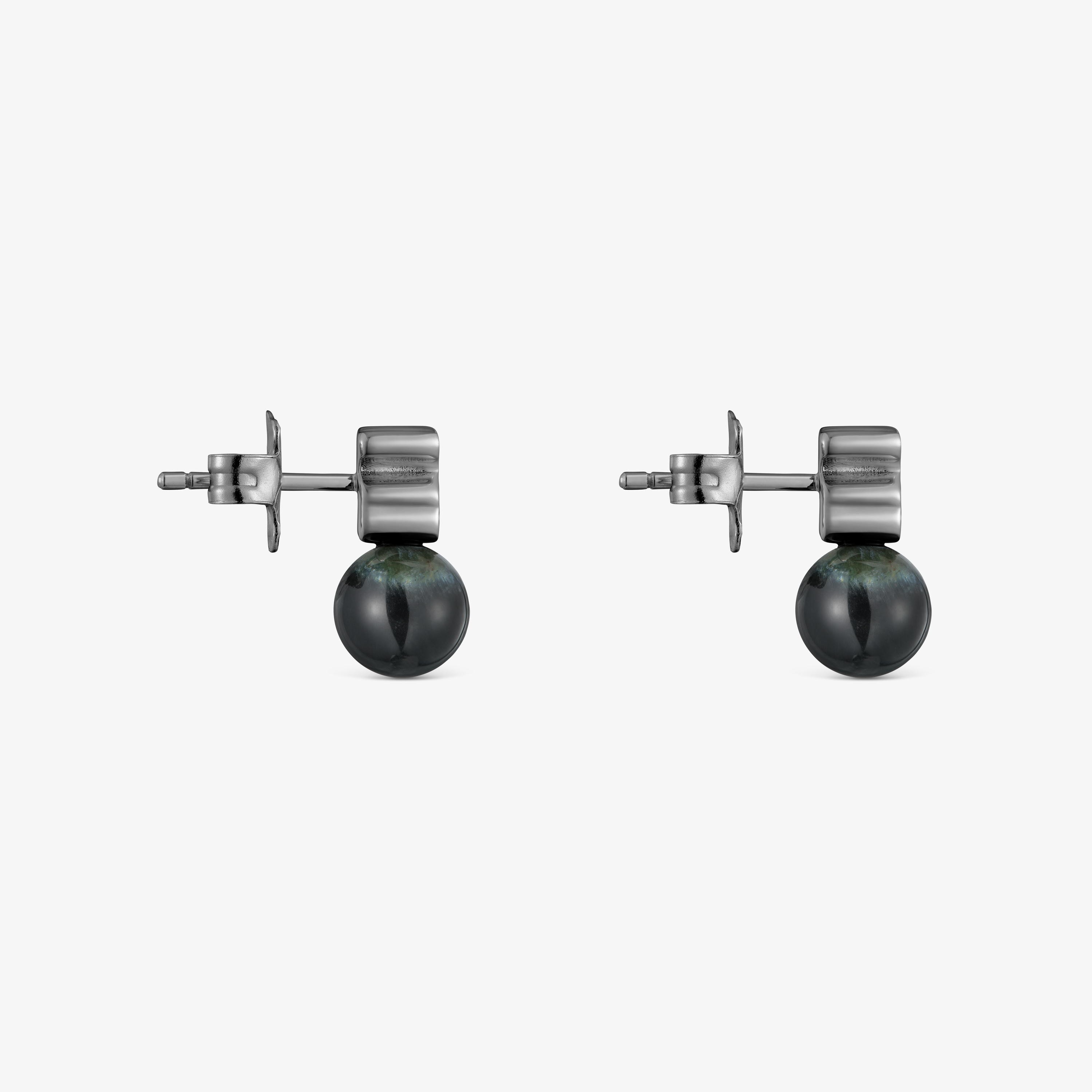 Dark silver Earrings with falcon’s eye Icon Mesh