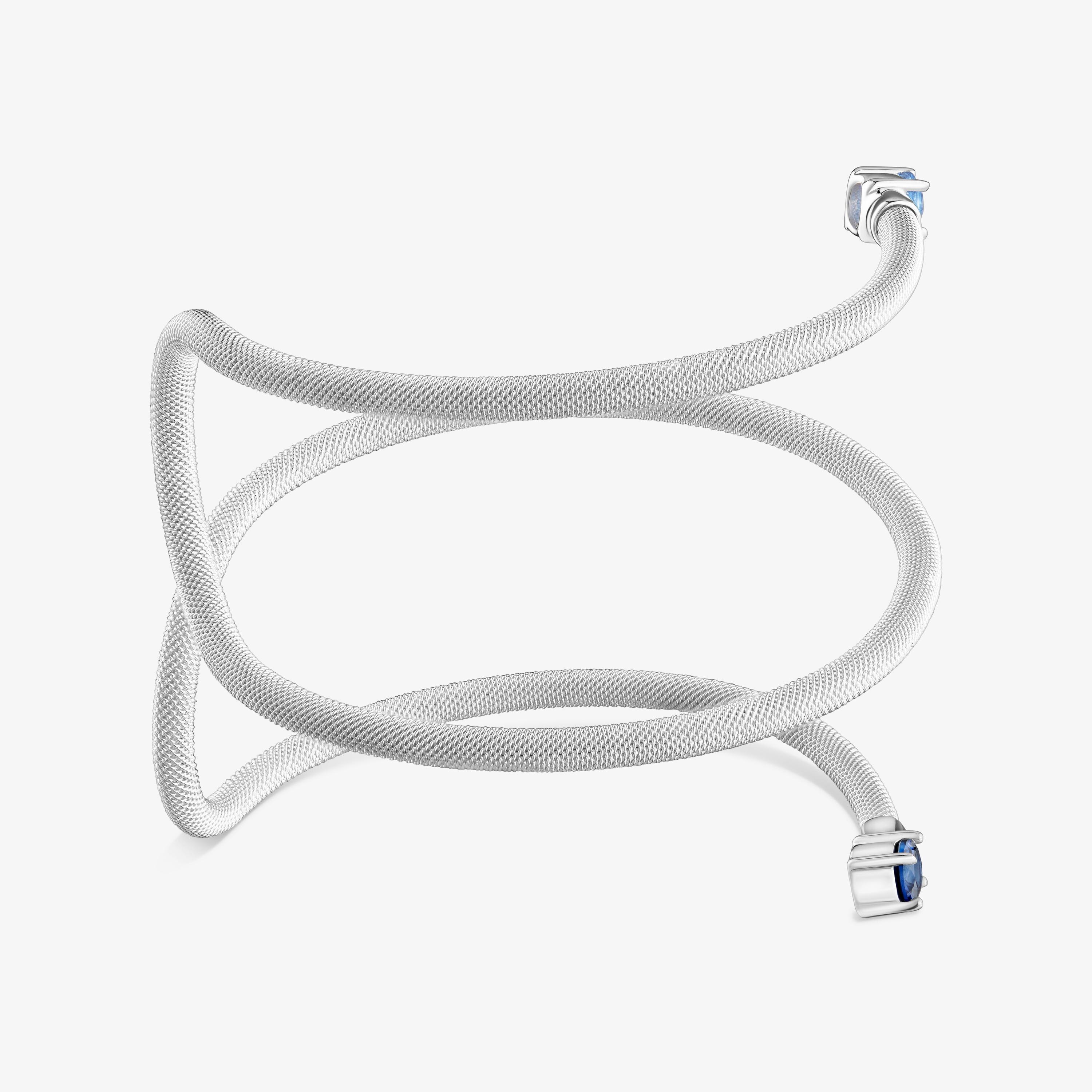 Silver and lab-grown gemstones double Bangle TOUS Mesh LGG