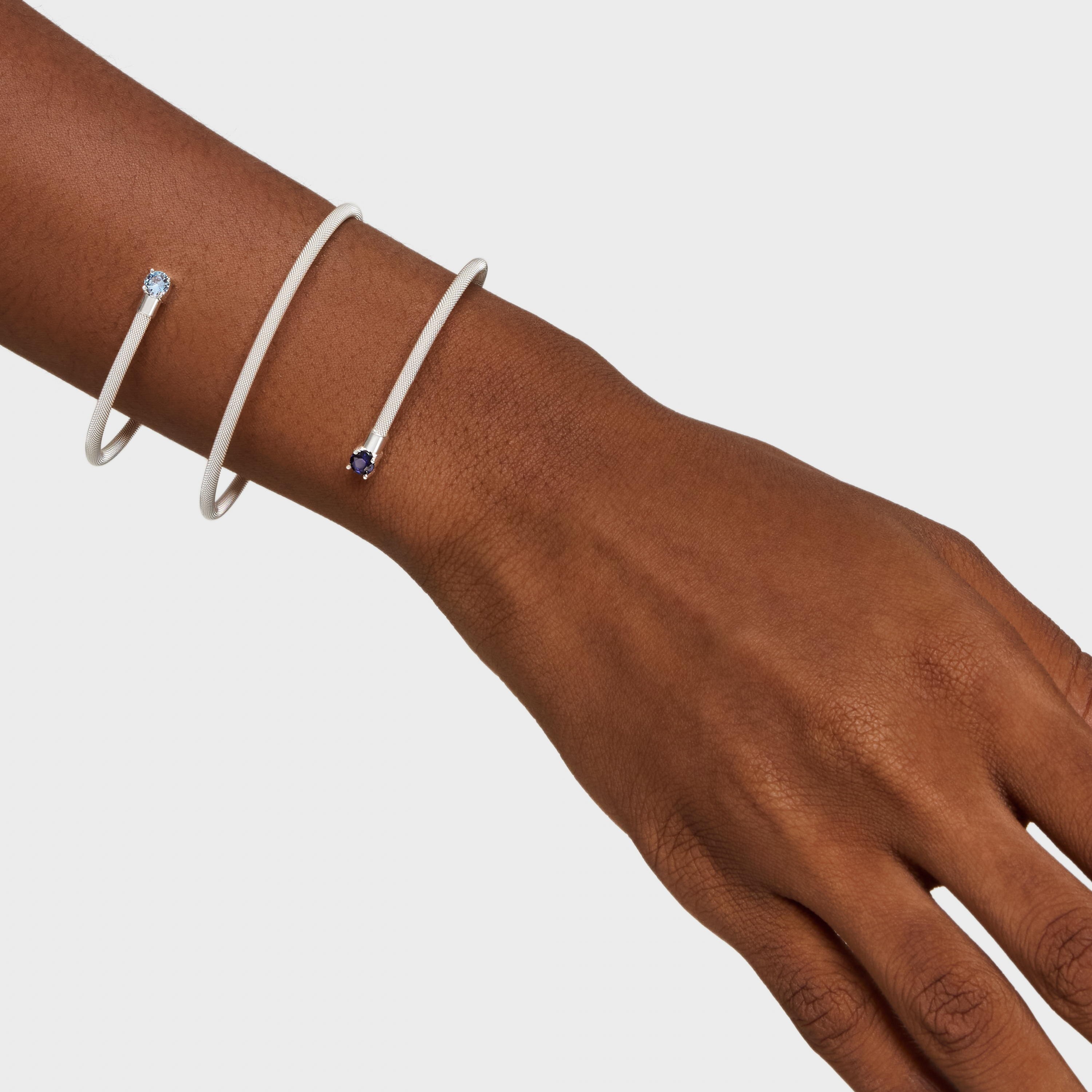 Silver and lab-grown gemstones double Bangle TOUS Mesh LGG