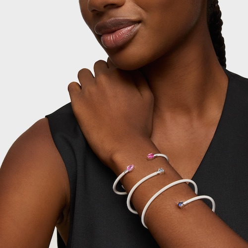 Pulsera esclava de plata doble y gemas creadas en laboratorio TOUS Mesh LGG