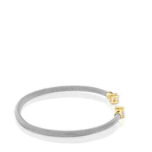 Pulsera esclava acero, oro 14 kt  y diamantes creados en laboratorio TOUS Mesh LGD