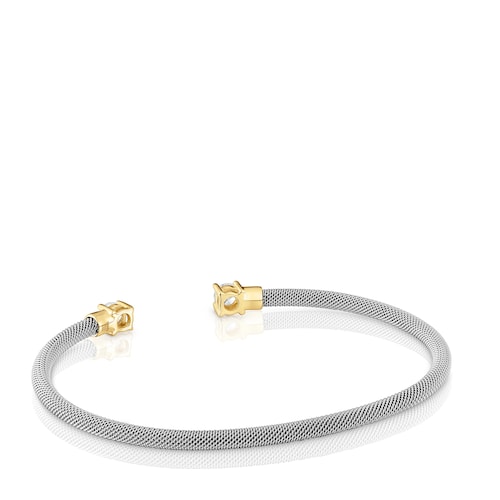 Pulsera esclava acero, oro 14 kt  y diamantes creados en laboratorio TOUS Mesh LGD