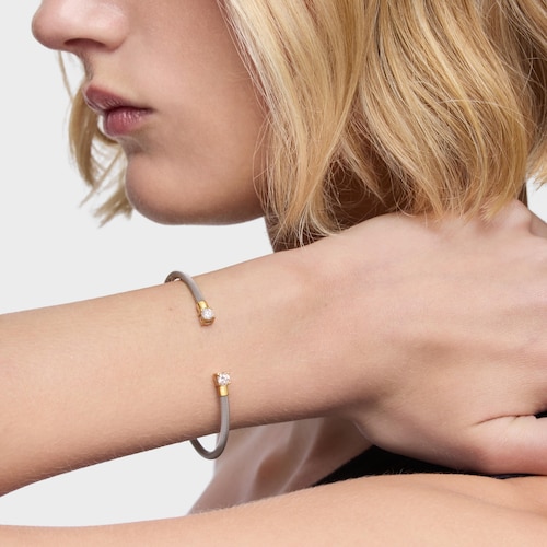 Pulsera esclava acero, oro 14 kt  y diamantes creados en laboratorio TOUS Mesh LGD