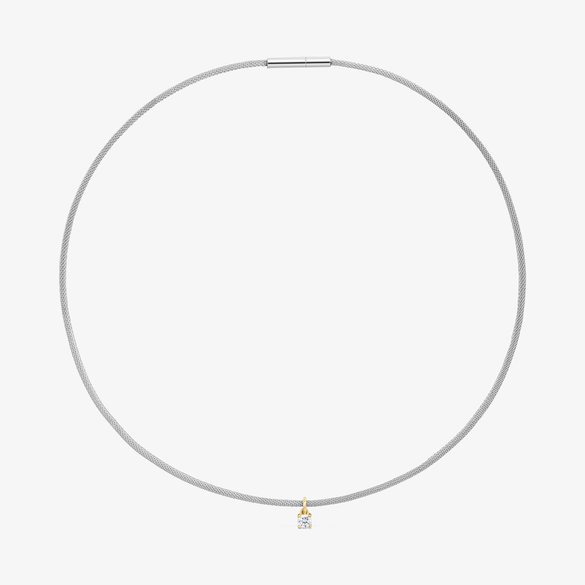 Tous - Collar De Acero, Oro 14 Kt Y Diamantes Creados En Laboratorio Tous Mesh Lgd - Transparente