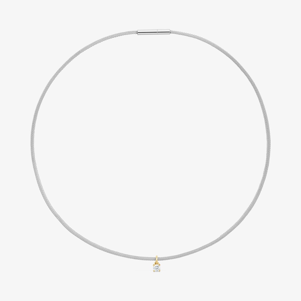 Collier en acier, or 14&nbsp;ct et diamants cr&eacute;&eacute;s en laboratoire TOUS Mesh LGD