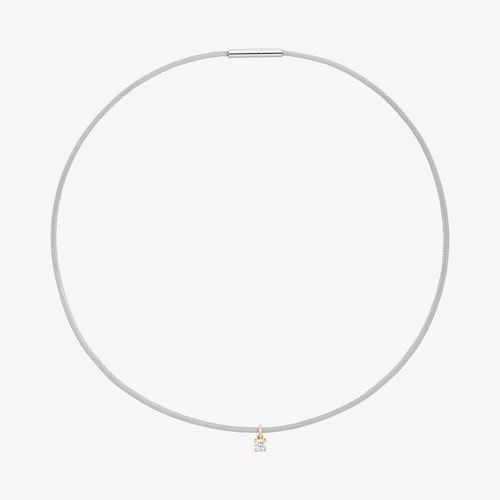 Collar de acero, oro 14 kt  y diamantes creados en laboratorio TOUS Mesh LGD