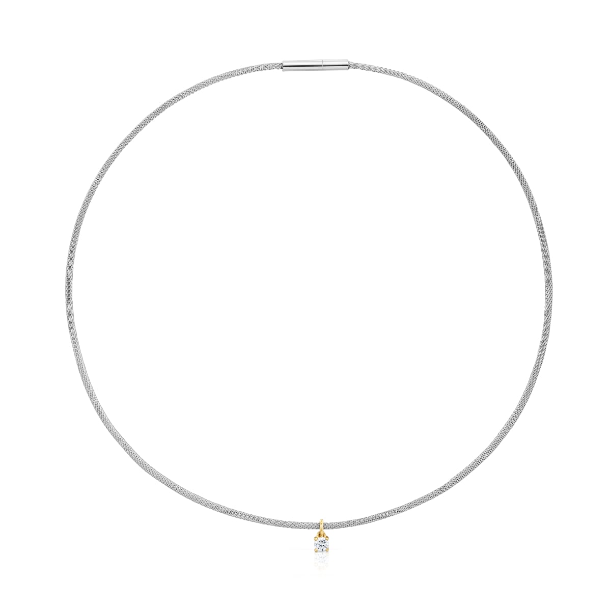 Tous - Collar De Acero, Oro 14 Kt Y Diamantes Creados En Laboratorio Tous Mesh Lgd - Dorado