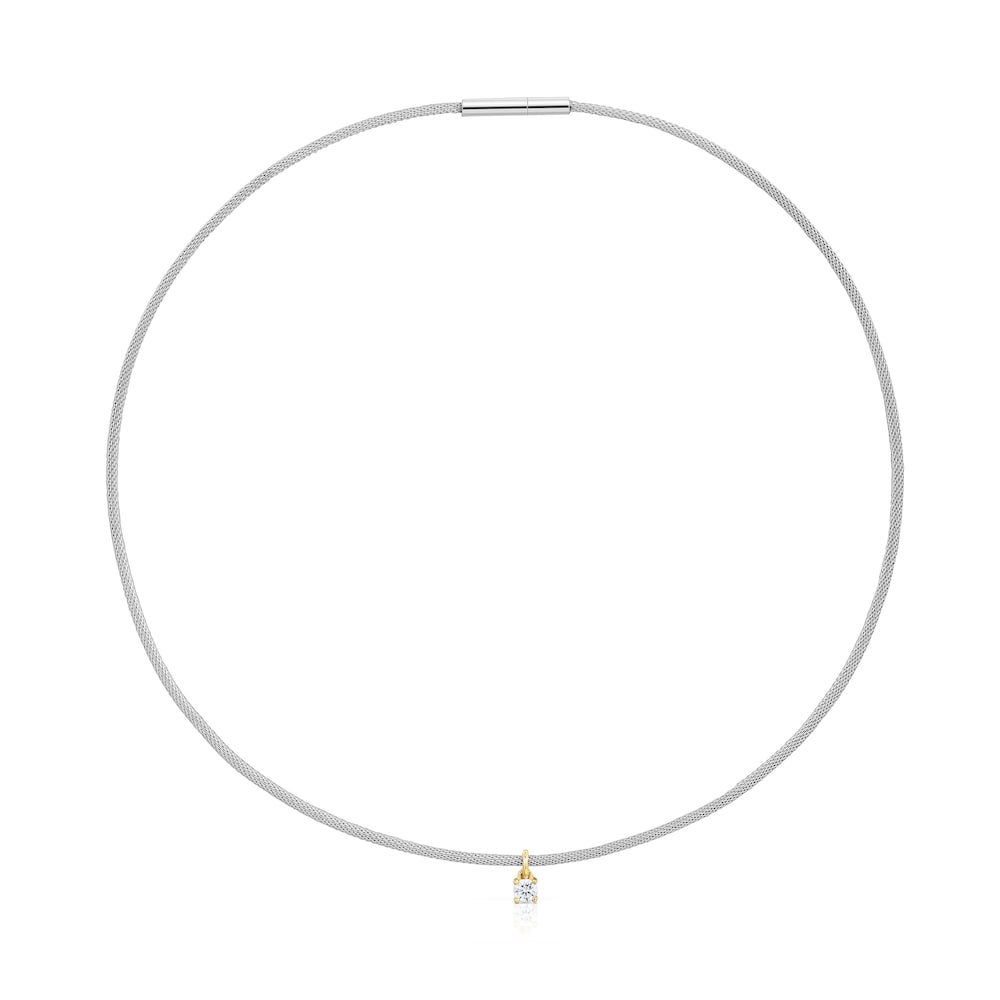 Collar de acero, oro 14 kt  y diamantes creados en laboratorio TOUS Mesh LGD image number 0