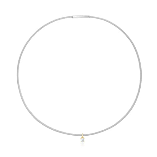 Collar de acero, oro 14 kt  y diamantes creados en laboratorio TOUS Mesh LGD