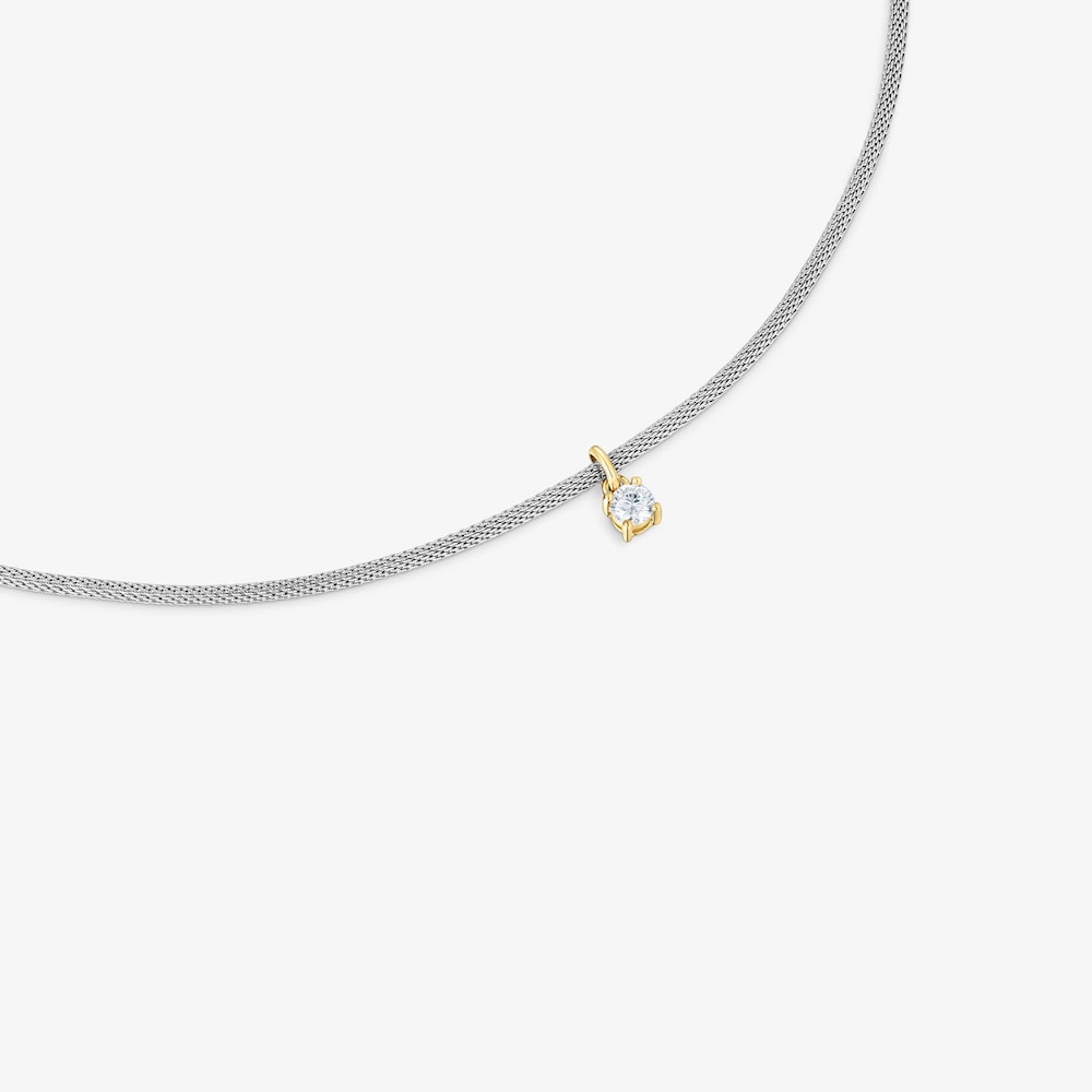 Collier en acier, or 14&nbsp;ct et diamants cr&eacute;&eacute;s en laboratoire TOUS Mesh LGD