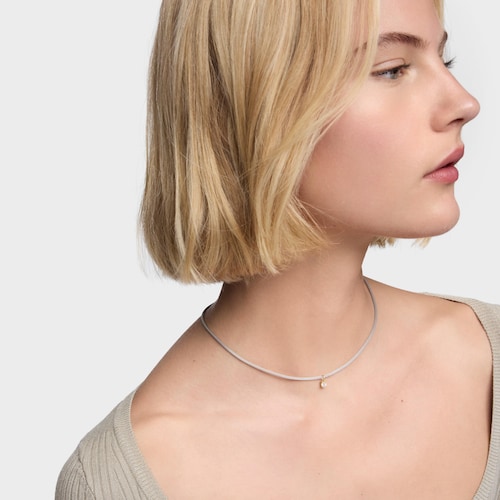 Collar de acero, oro 14 kt  y diamantes creados en laboratorio TOUS Mesh LGD