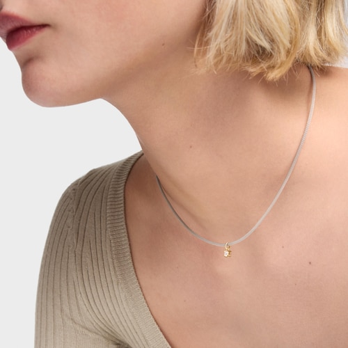Collar de acero, oro 14 kt  y diamantes creados en laboratorio TOUS Mesh LGD