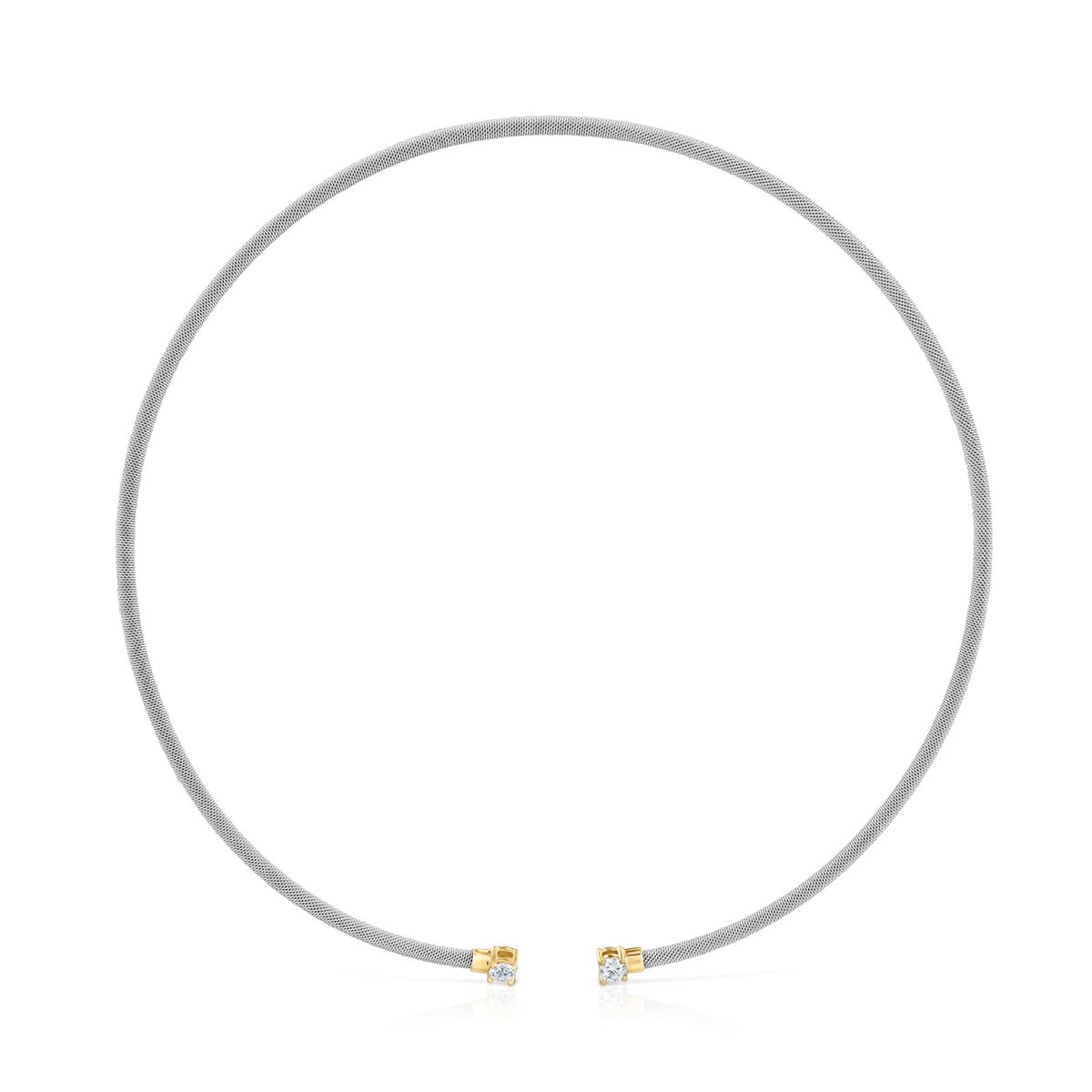 Tous - Collar Abierto De Acero, Oro 14 Kt Y Diamantes Creados En Laboratorio Tous Mesh Lgd - Transparente