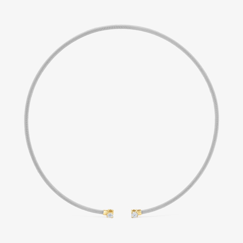 Collar abierto de acero, oro 14 kt  y diamantes creados en laboratorio TOUS Mesh LGD