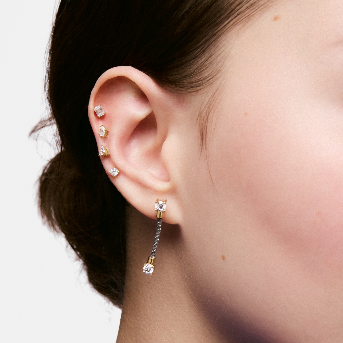 Tous - Pendientes Largos De Acero, Oro 14 Kt Y Diamantes Creados En Laboratorio Tous Mesh Lgd - Transparente