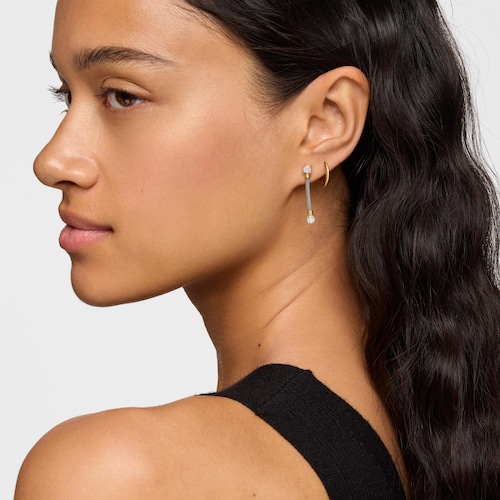 Pendientes largos de acero, oro 14 kt  y diamantes creados en laboratorio TOUS Mesh LGD