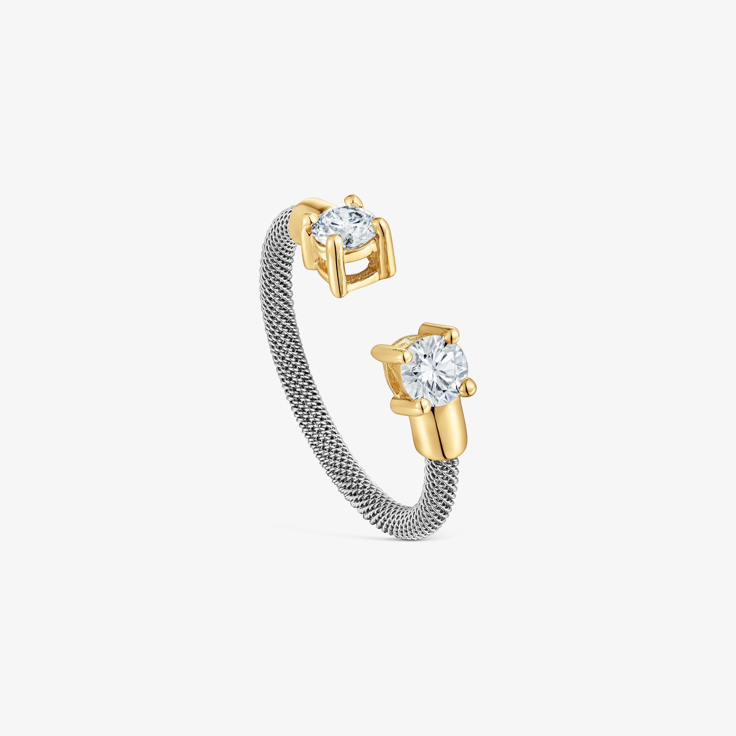 Steel, 14K solid gold and lab-grown diamonds Open ring TOUS Mesh LGD