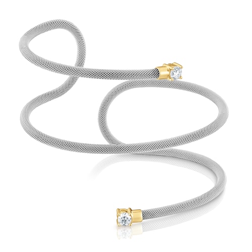 Pulsera esclava doble de acero, oro 14 kt  y diamantes creados en laboratorio TOUS Mesh LGD