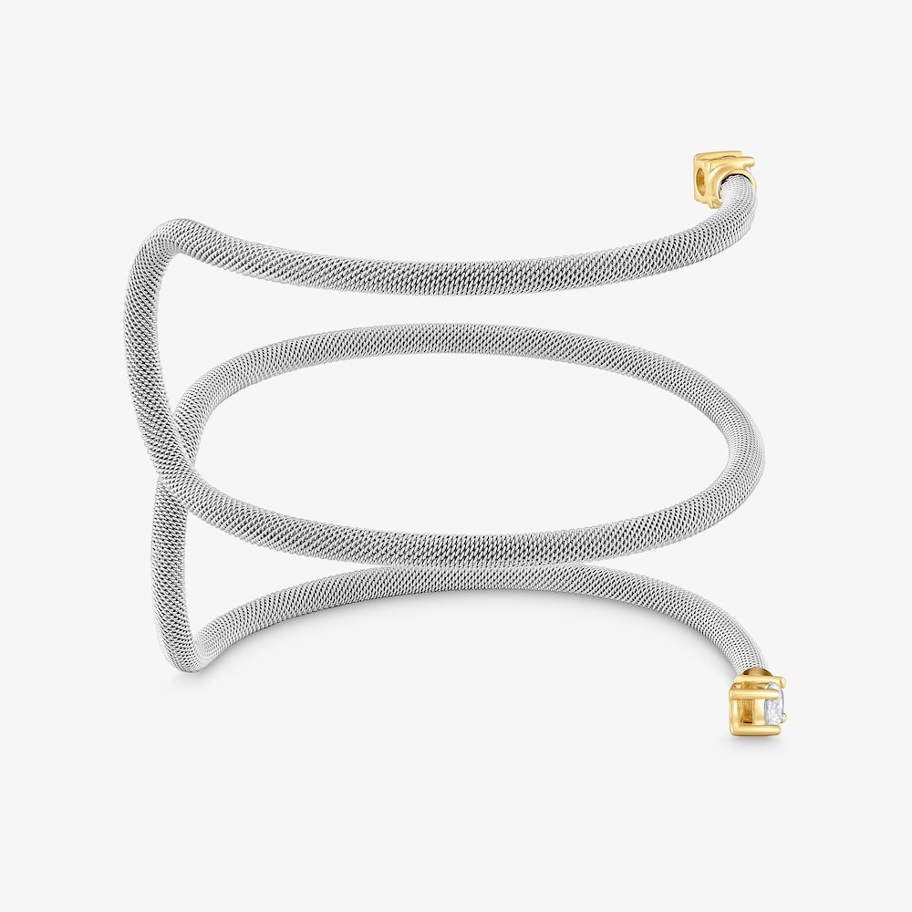 Doppel-Armreif TOUS Mesh LGD aus Stahl, 14&nbsp;kt Gold und im Labor gez&uuml;chteten Diamanten