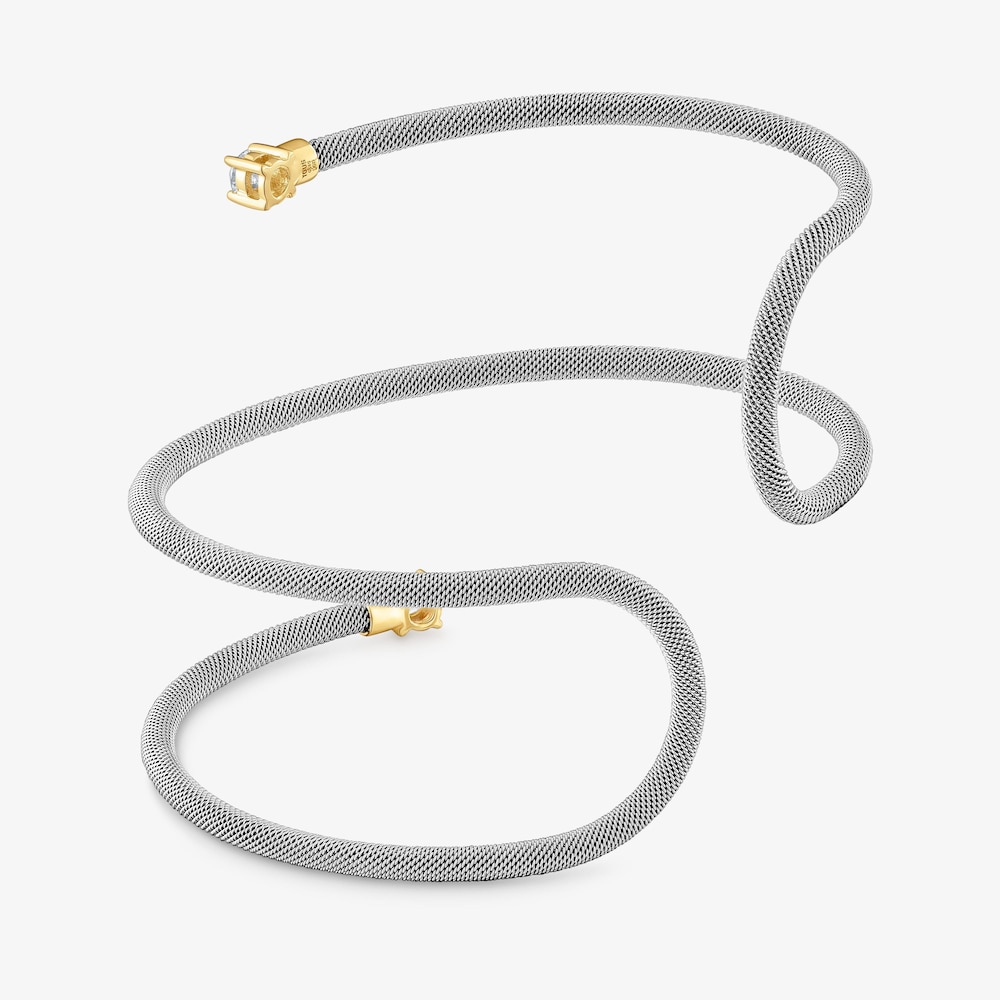 Doppel-Armreif TOUS Mesh LGD aus Stahl, 14&nbsp;kt Gold und im Labor gez&uuml;chteten Diamanten