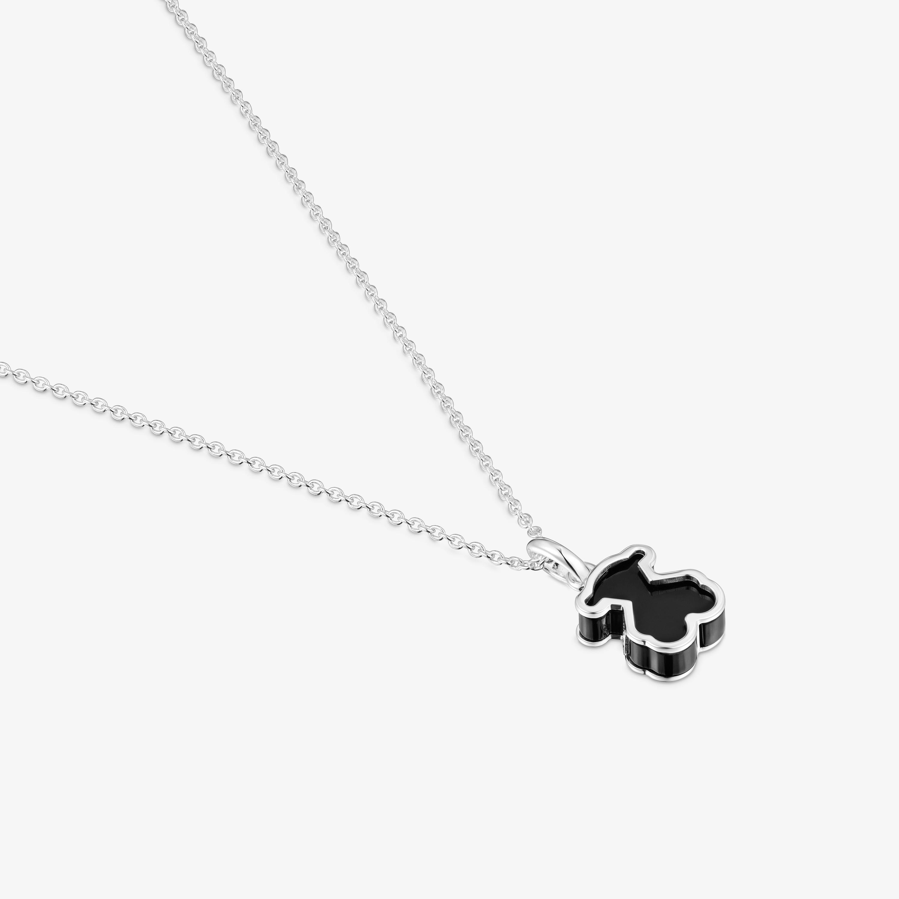 Silver and black acrylic glass Necklace Galaxy