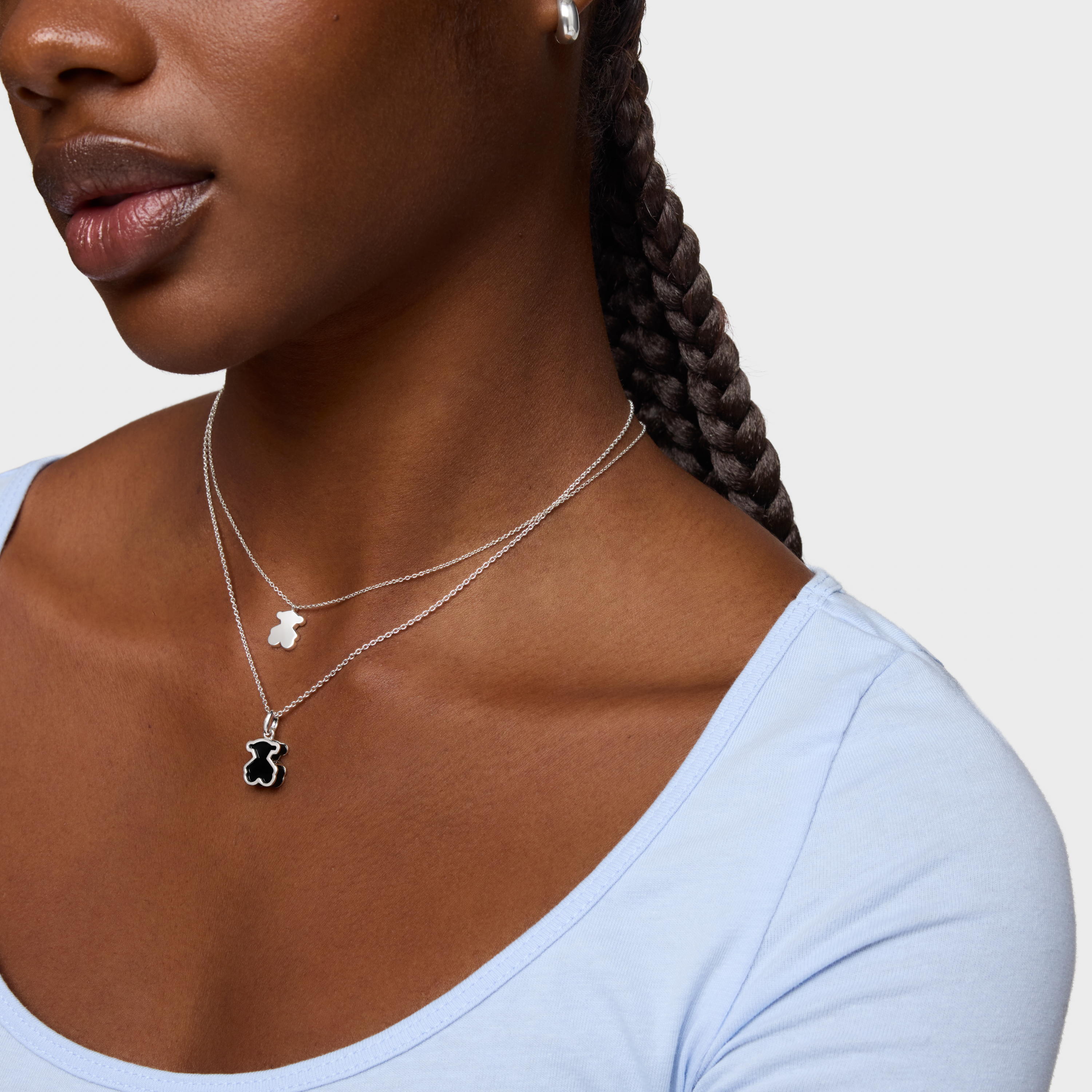 Silver and black acrylic glass Necklace Galaxy
