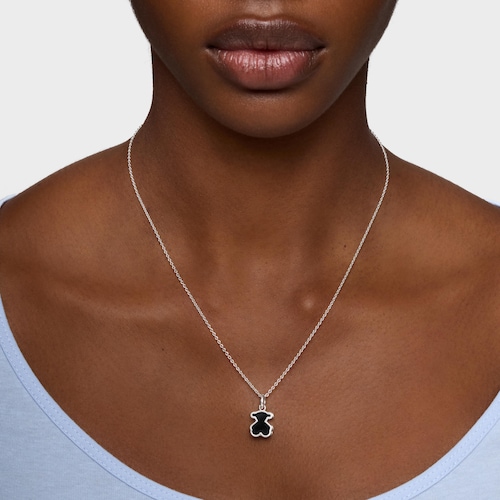 Collar de plata y metacrilato negro Galaxy