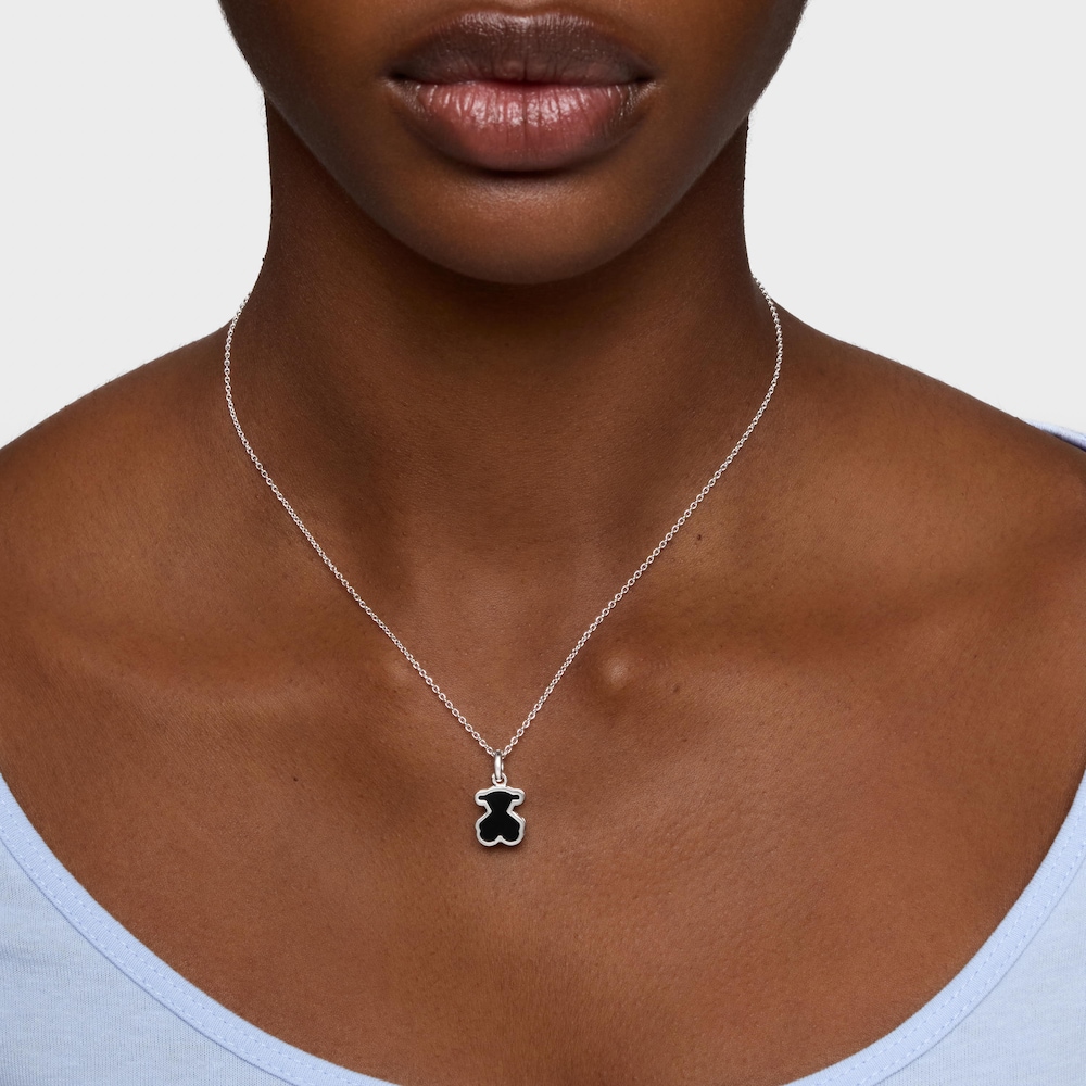 Collar de plata y metacrilato negro Galaxy