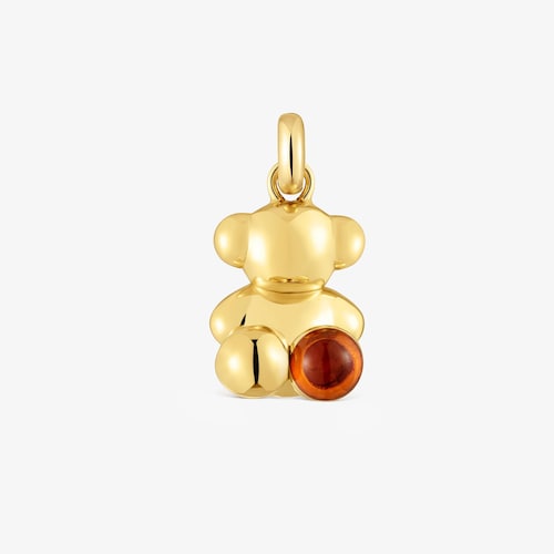 Bear Pendant with 18K gold vermeil and amber Bold Bear image number 0