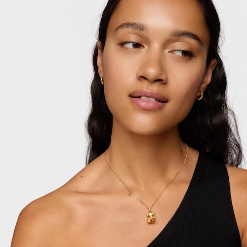 Wisiorek z misiem ze srebra powlekanego złotem 18-karatowym z bursztynem Bold Bear