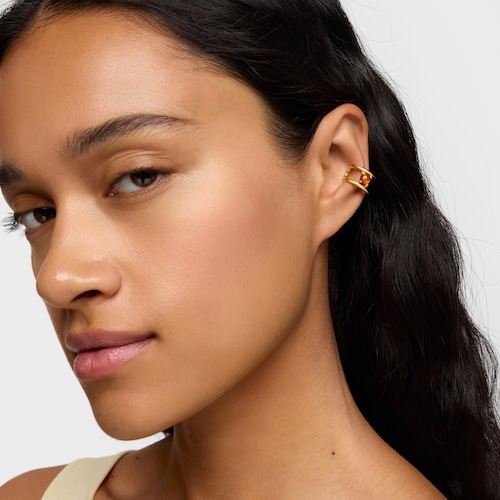 Nausznica ze srebra powlekanego złotem 18-karatowym z bursztynem Color Pills