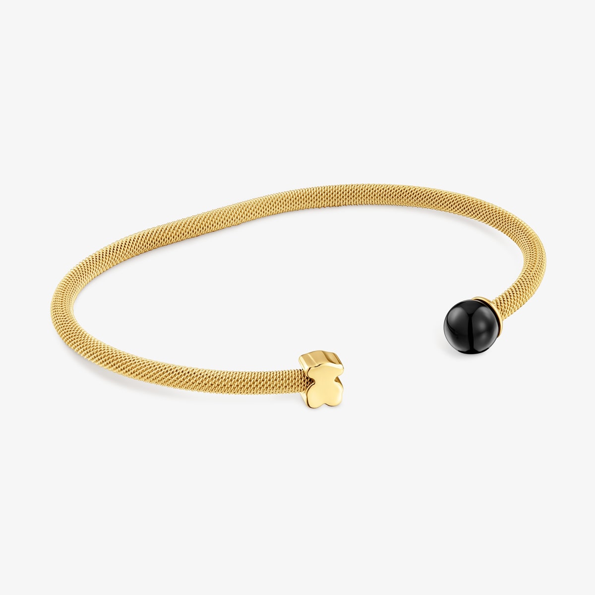 Tous - Pulsera Esclava De Acero Dorado Y Ónix Icon Mesh - Negro