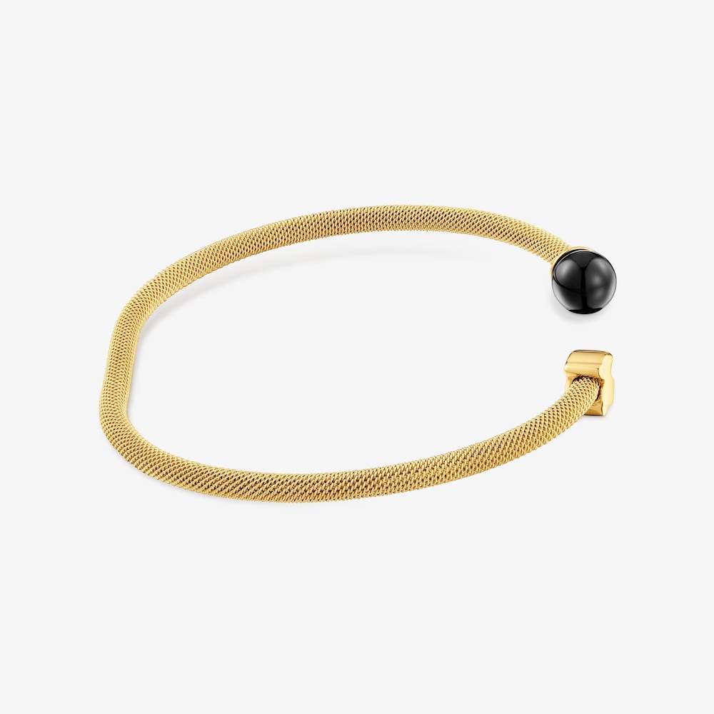 N&aacute;ramek z&nbsp;oceli v&nbsp;barvě zlata s&nbsp;onyxem Icon Mesh