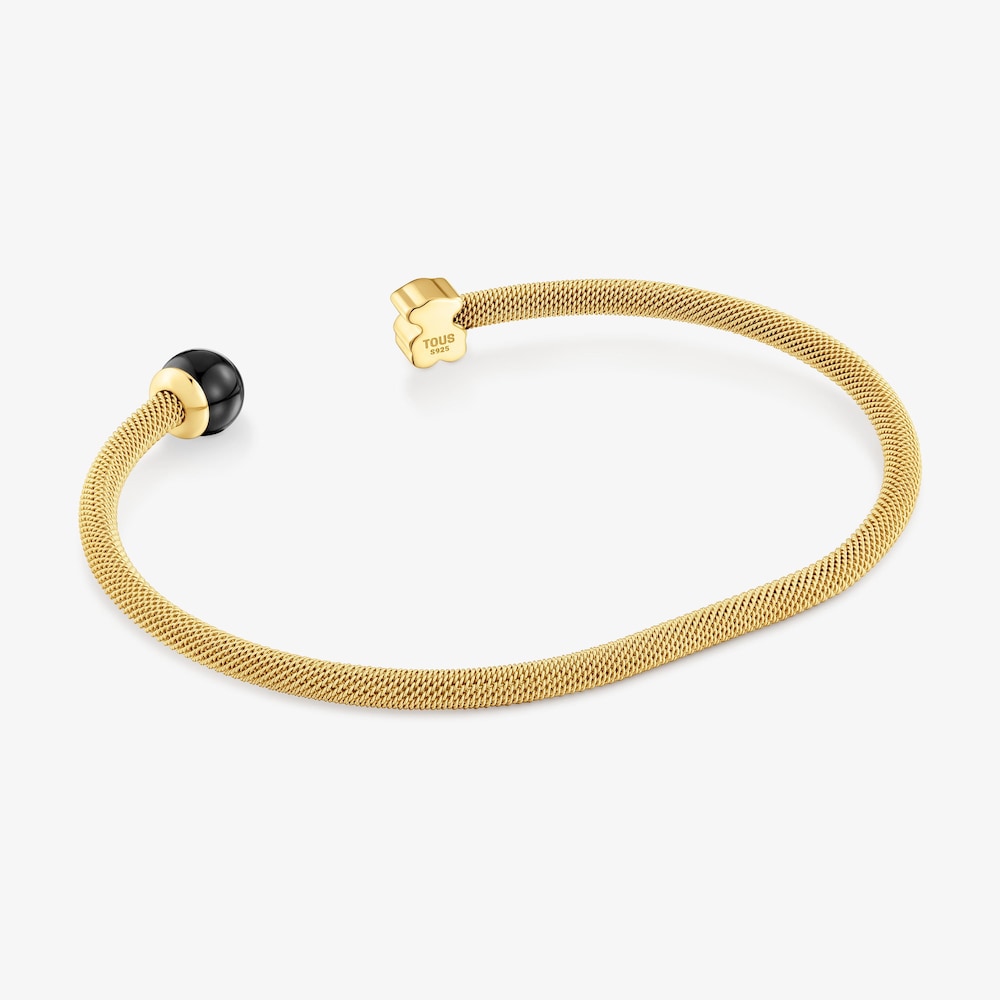 N&aacute;ramek z&nbsp;oceli v&nbsp;barvě zlata s&nbsp;onyxem Icon Mesh