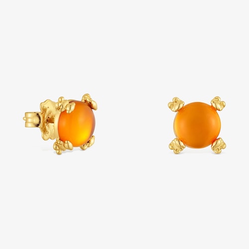 Earrings with 18K gold vermeil and amber Color Pills image number 0