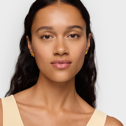 Kolczyki ze srebra powlekanego złotem 18-karatowym z bursztynem Color Pills