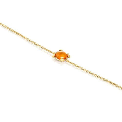 Retiazkový náramok s 18 kt pozlátením na striebre a jantárom Color Pills