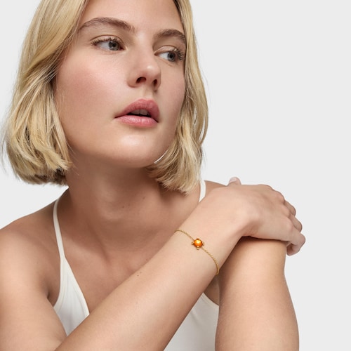 Retiazkový náramok s 18 kt pozlátením na striebre a jantárom Color Pills