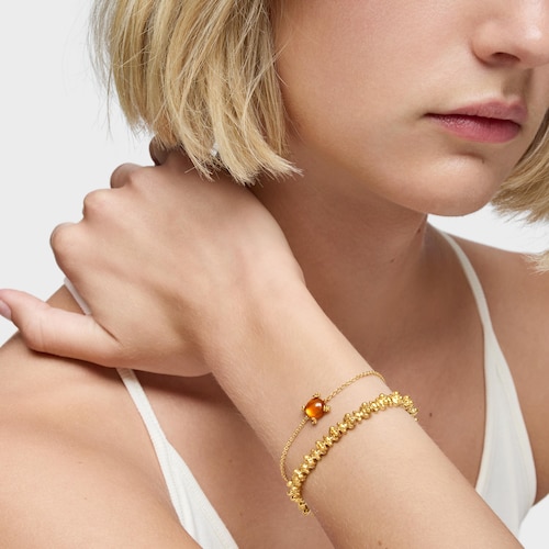 Retiazkový náramok s 18 kt pozlátením na striebre a jantárom Color Pills