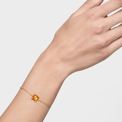 Retiazkový náramok s 18 kt pozlátením na striebre a jantárom Color Pills