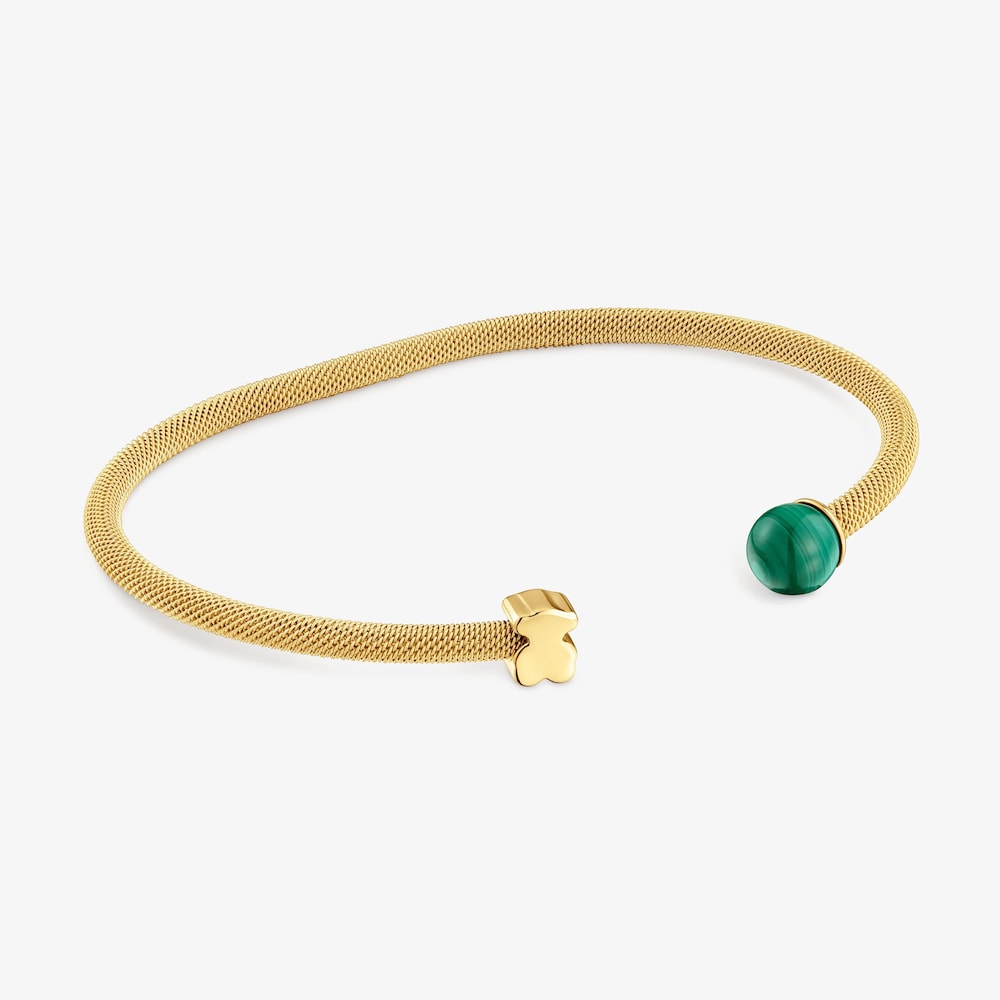 N&aacute;ramek z&nbsp;oceli v&nbsp;barvě zlata s&nbsp;malachitem Icon Mesh