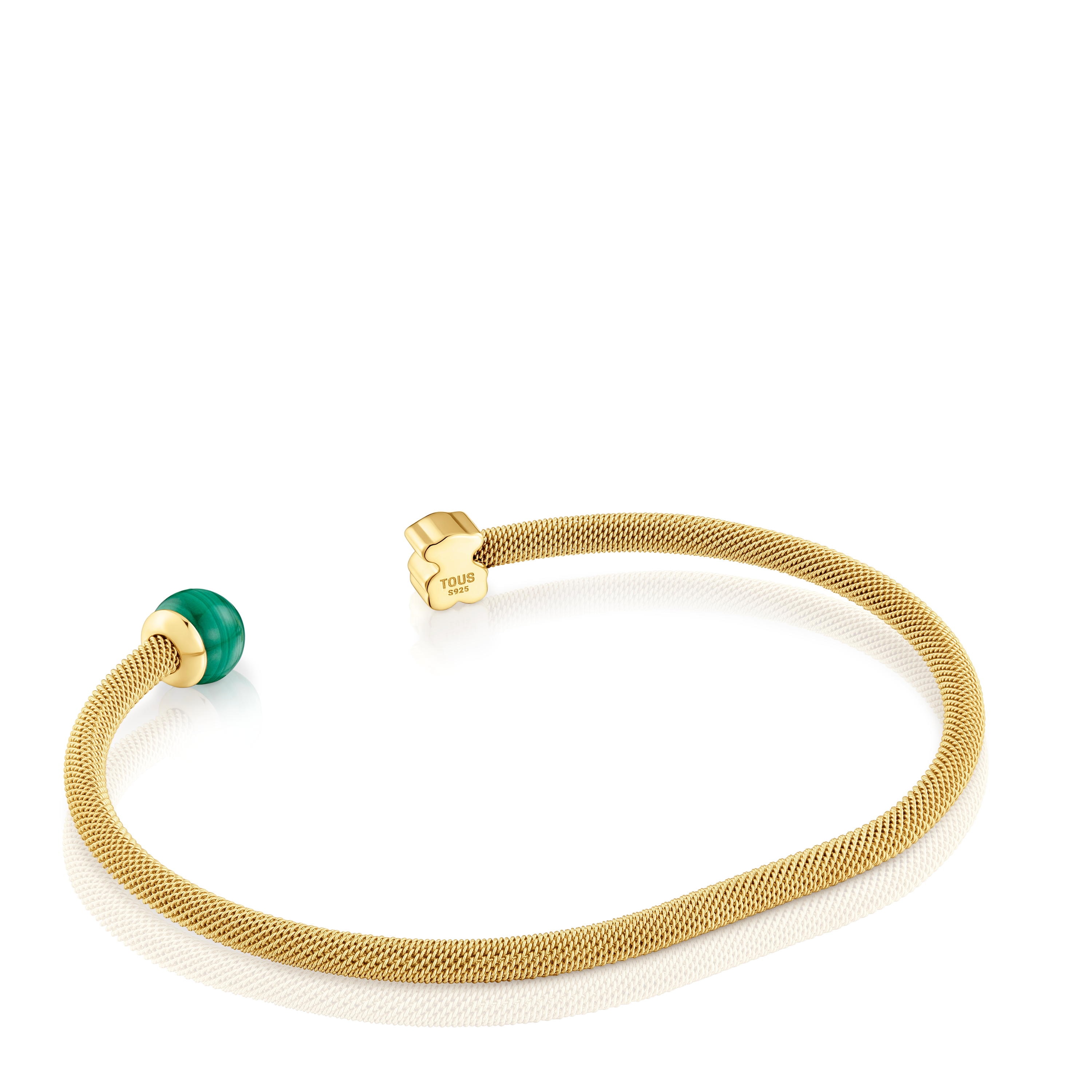 Gold-colored steel Bangle with malachite Icon Mesh | TOUS