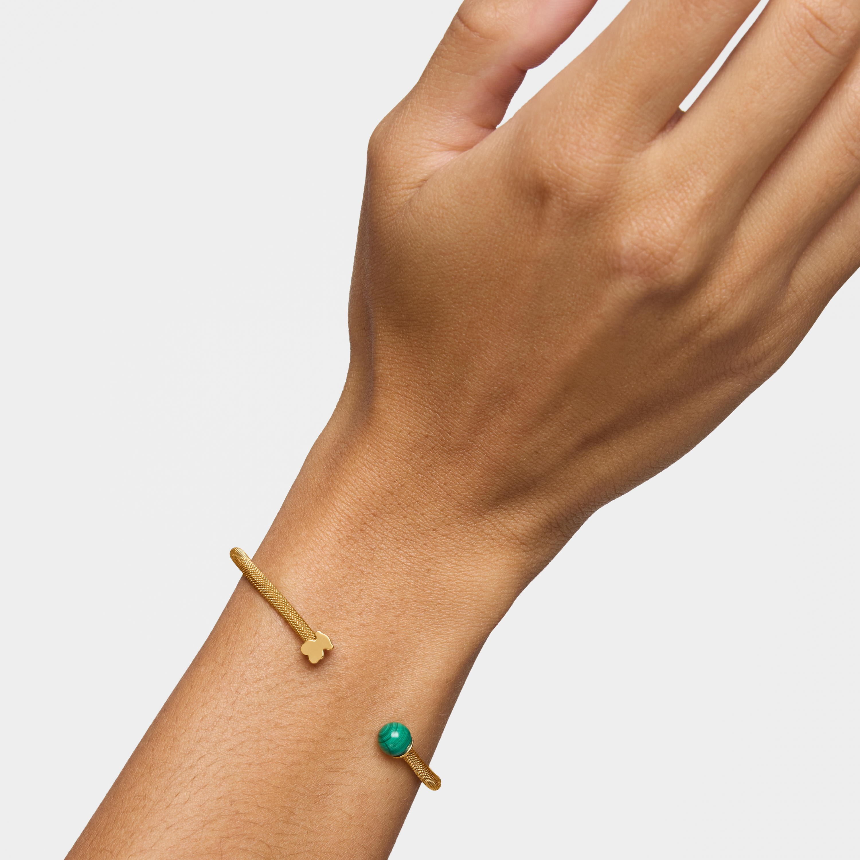 その他 GAL BANGLE Gold-colored steel Bangle with malachite Icon Mesh | TOUS