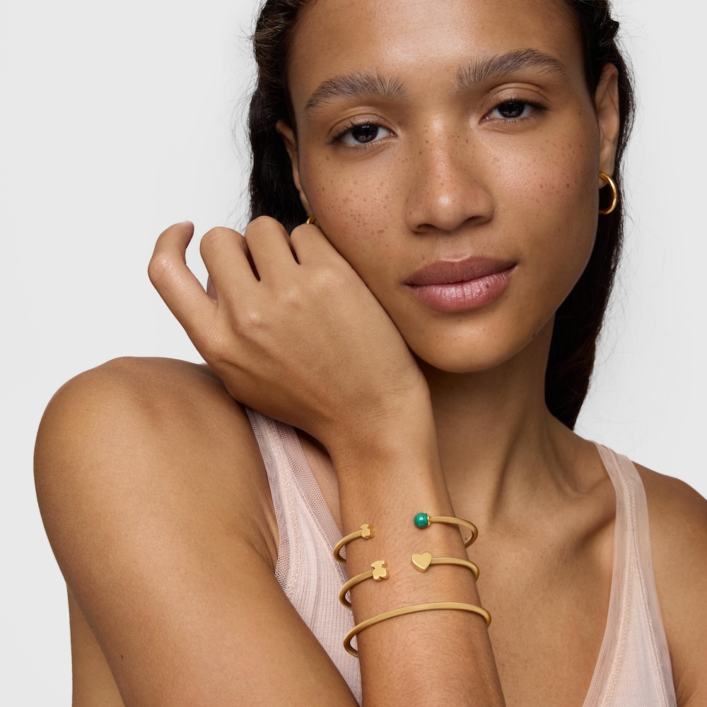 N&aacute;ramek z&nbsp;oceli v&nbsp;barvě zlata s&nbsp;malachitem Icon Mesh