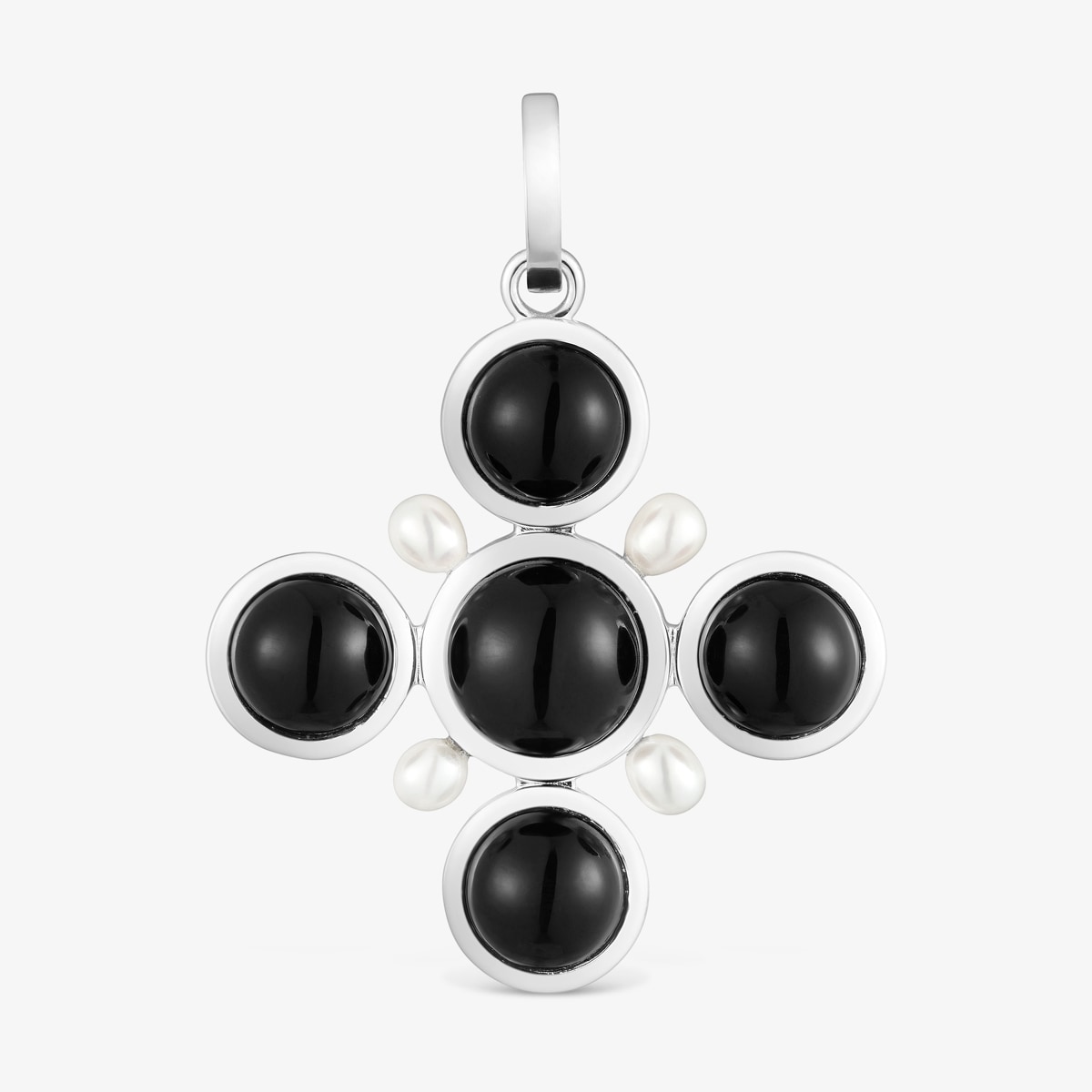 Tous - Colgante Cruz De Plata Ónix Y Perlas Cultivadas Tous - Negro