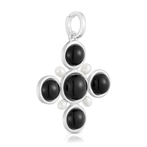 Colgante cruz de plata ónix y perlas cultivadas Eugenia X TOUS