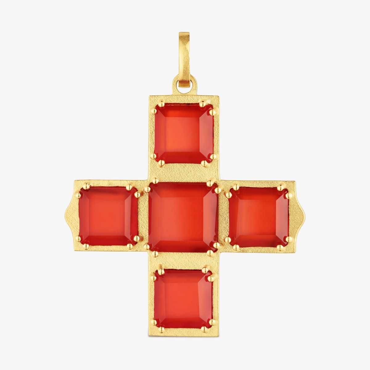 Tous - Colgante Cruz Con Baño De Oro 18kt Sobre Plata Y Cornalina Tous - Naranja