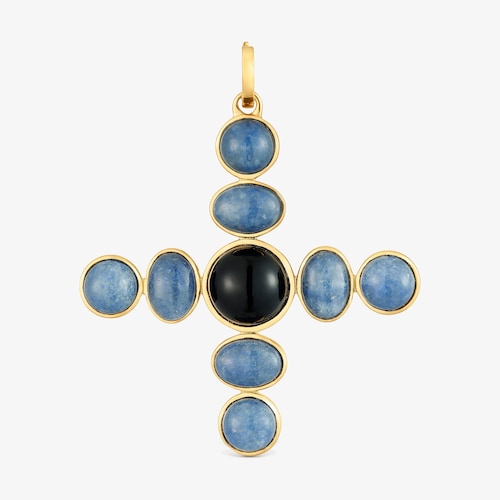 Pingente cruz com banho de ouro de 18&nbsp;K sobre prata e pedras preciosas TOUS